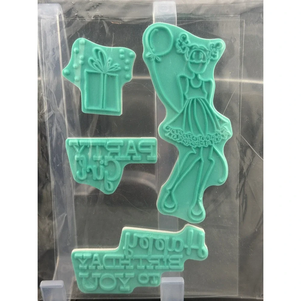 Unity Stamp Co Party Girl Happy Birthday Cling Rubber Stamp Set 4pc Girl